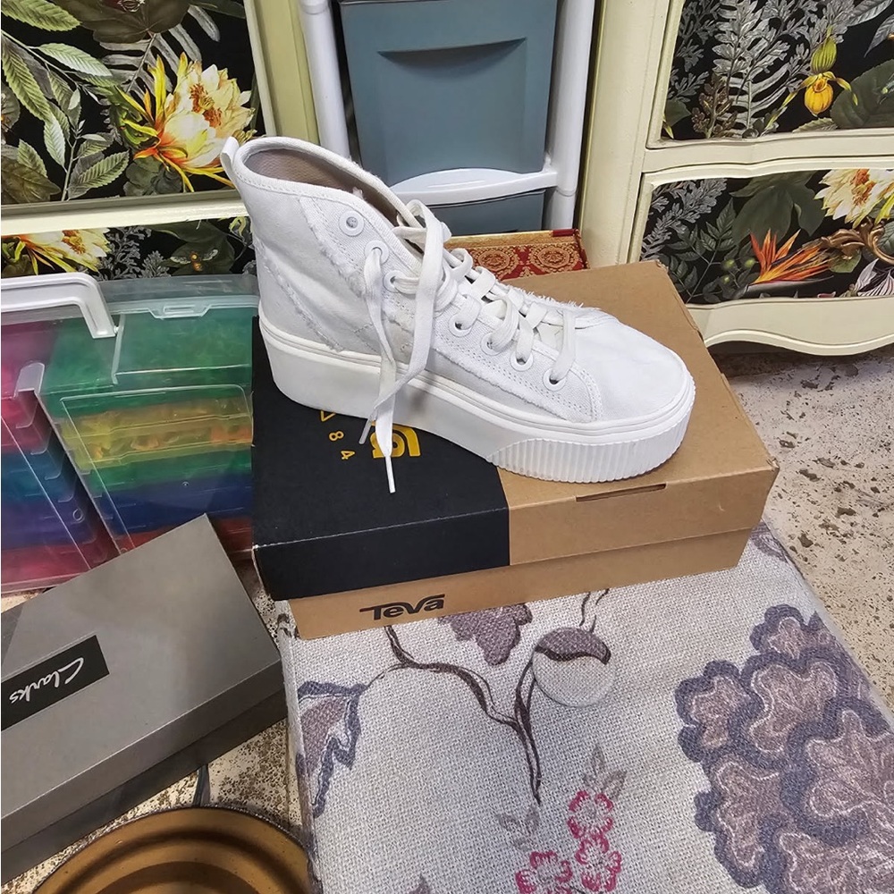 Teva White Platform High-Top Canvas Sneaker